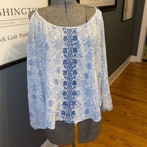 Rewind Cold Shoulder Paisley Print Top